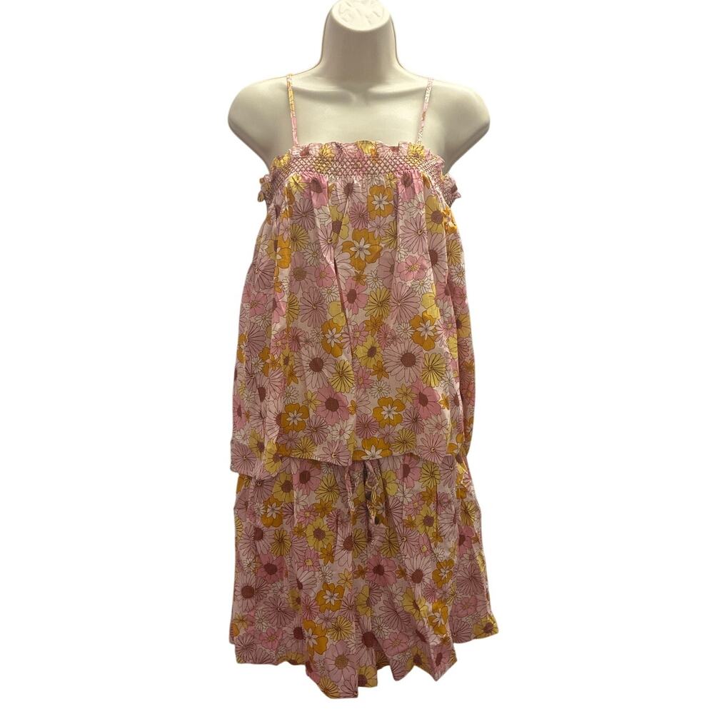 PJ Place‎ Pink Yellow White Daisy Print Pajama Set Size L NWOT